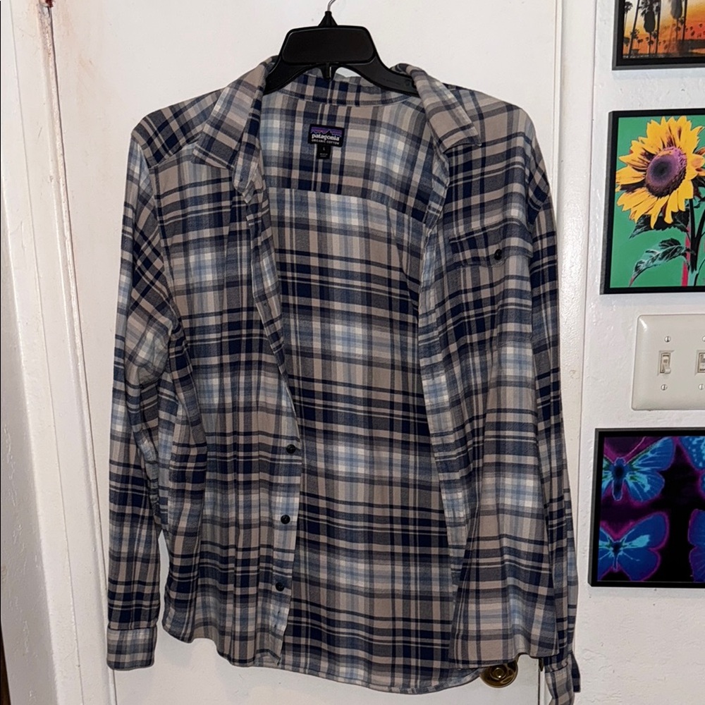 Patagonia Plaid Button Down - Blue and Tan